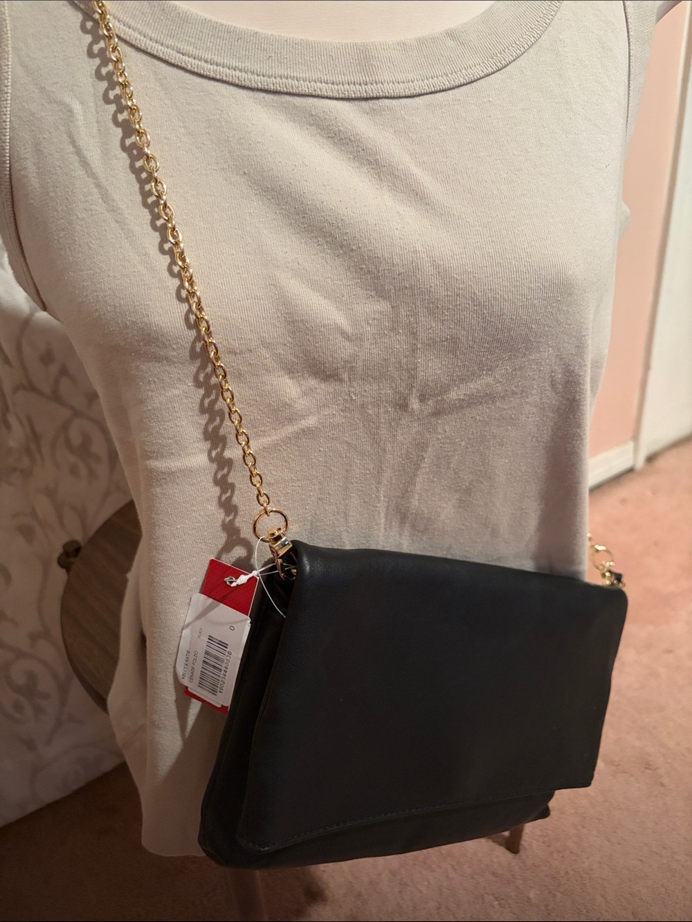 Kelly & Katie Black Crossbody Bag with Gold Chain